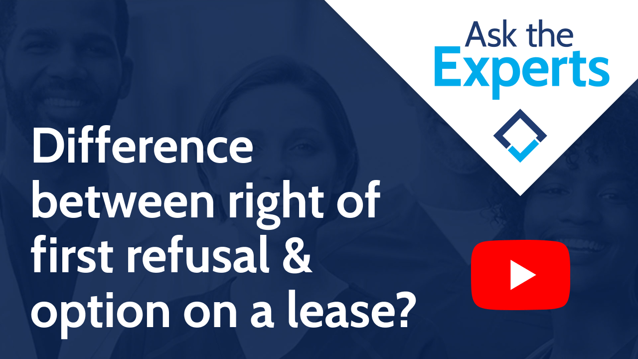 What is the difference between a Right of First Refusal, and an Option to Purchase in a lease?